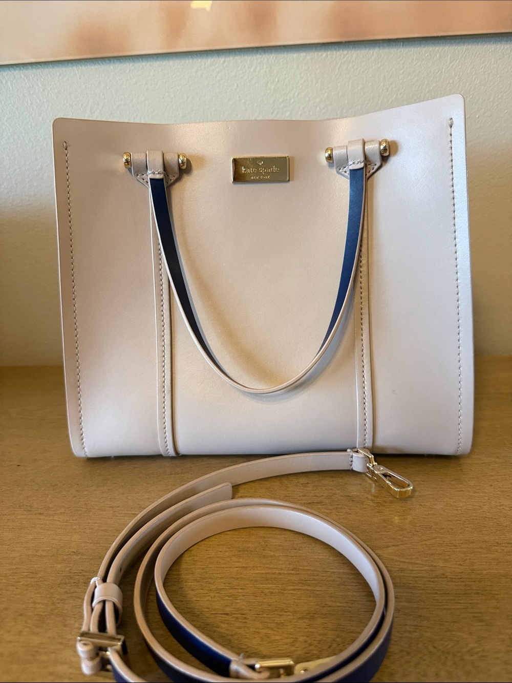 Kate Spade Arbour Hill Small Elodie Satchel - Cream & Navy